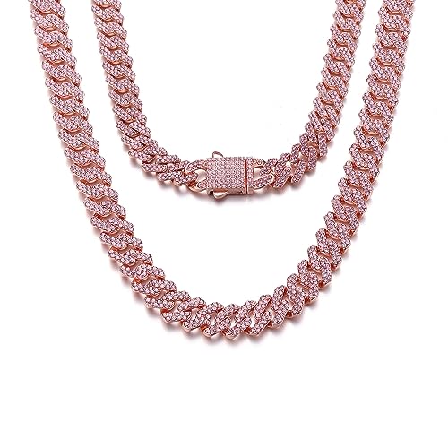 HIPBLING Kubanische Gliederkette für Frauen, Diamant, Miami, kubanische Choker-Halskette, 12 mm, rosa Kristall, Iced Out-Kette, Bling, Hip-Hop-Schmuck für Damen, Geschenk, Zink, Strass HIPBLING Kubanische Gliederkette für Frauen, Diamant, Miami, kubanische Choker-Halskette, 12 mm, rosa Kristall, Iced Out-Kette, Bling, Hip-Hop-Schmuck für Damen, Geschenk, Zink, Strass von HIPBLING