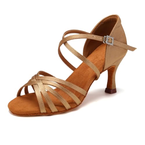 HIPPOSEUS Damen Latein Tanzschuhe Wildledersohle Tanzen Schuhe Salsa Bachata Tango Offene Zehe Ballsaalschuhe Hellbraun Absatz 7.5 cm,37.5 EU HIPPOSEUS Damen Latein Tanzschuhe Wildledersohle Tanzen Schuhe Salsa Bachata Tango Offene Zehe Ballsaalschuhe Hellbraun Absatz 7.5 cm,37.5 EU von HIPPOSEUS