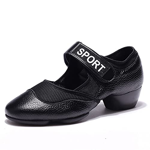 HIPPOSEUS Damen Latin Tanz Übungsschuhe mit geschlossener Zehe Salsa Ballsaal Tanz Training Schuhe Schwarz,Modell 19-3, EU 41 von HIPPOSEUS