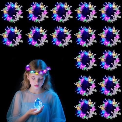 HIQE-FL LED Federkranz Stirnband,16 Stück LED Blumenkranz Haare,Leuchtende Haarkränze,LED Blumenkranz,Haarkranz Feder,Halloween,Weihnachten,Party Dekoration HIQE-FL LED Federkranz Stirnband,16 Stück LED Blumenkranz Haare,Leuchtende Haarkränze,LED Blumenkranz,Haarkranz Feder,Halloween,Weihnachten,Party Dekoration von HIQE-FL