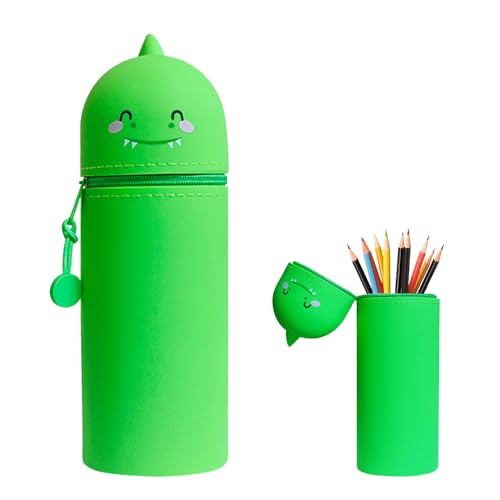 HIQE-FL Stand up Federmäppchen,Silikon Federmäppchen,2-in-1 Weiche Silikontasche,Tier Stifthalter,Cartoon Federmäppchen,Federtasche aus Weichem Silikon für Stifte (DD) von HIQE-FL