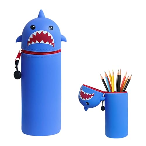 HIQE-FL Stand up Federmäppchen,Silikon Federmäppchen,2-in-1 Weiche Silikontasche,Tier Stifthalter,Cartoon Federmäppchen,Federtasche aus Weichem Silikon für Stifte (EE) von HIQE-FL