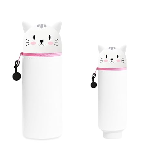 HIQE-FL Stand up Federmäppchen,Silikon Federmäppchen,2-in-1 Weiche Silikontasche,Tier Stifthalter,Cartoon Federmäppchen,Federtasche aus Weichem Silikon für Stifte (Hh) von HIQE-FL