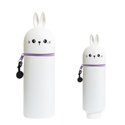 HIQE-FL Stand up Federmäppchen,Silikon Federmäppchen,2-in-1 Weiche Silikontasche,Tier Stifthalter,Cartoon Federmäppchen,Federtasche aus Weichem Silikon für Stifte (JJ) von HIQE-FL