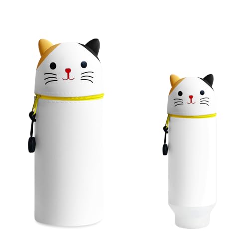 HIQE-FL Stand up Federmäppchen,Silikon Federmäppchen,2-in-1 Weiche Silikontasche,Tier Stifthalter,Cartoon Federmäppchen,Federtasche aus Weichem Silikon für Stifte von HIQE-FL