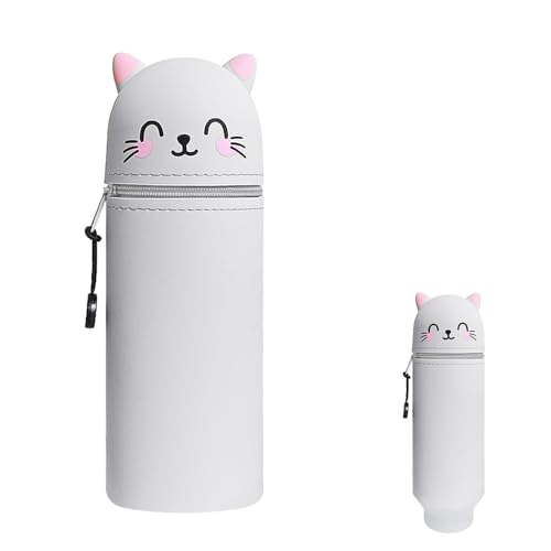 HIQE-FL Stand up Federmäppchen,Silikon Federmäppchen,2-in-1 Weiche Silikontasche,Tier Stifthalter,Cartoon Federmäppchen,Federtasche aus Weichem Silikon für Stifte von HIQE-FL