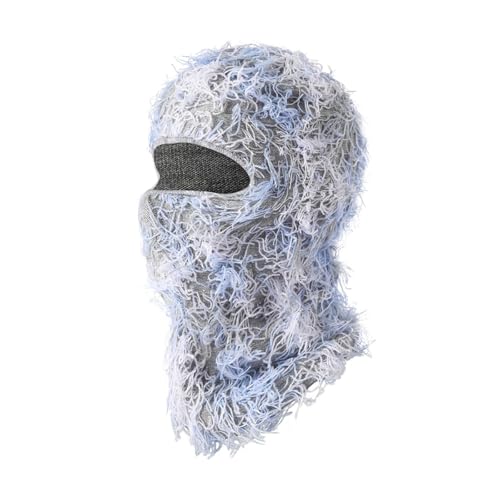 HIQIU Distressed Balaclava Vollgesicht Ski Gesichtsmaske Winddicht Gestrickte Vollgesicht Ski Cover Halswärmer für Damen Herren (#14) von HIQIU