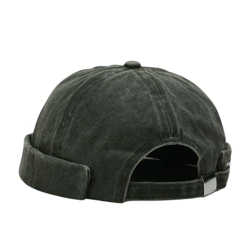 HIQIU Herren Docker-Cap Damen Docker Mütze Seemannsmütze Brimless Cap Hafenmütze Seemannskappe Randlos Gerollte Beanie (DE/NL/SE/PL, Alphanumerisch, Einheitsgröße, M, E# Armeegrün) von HIQIU