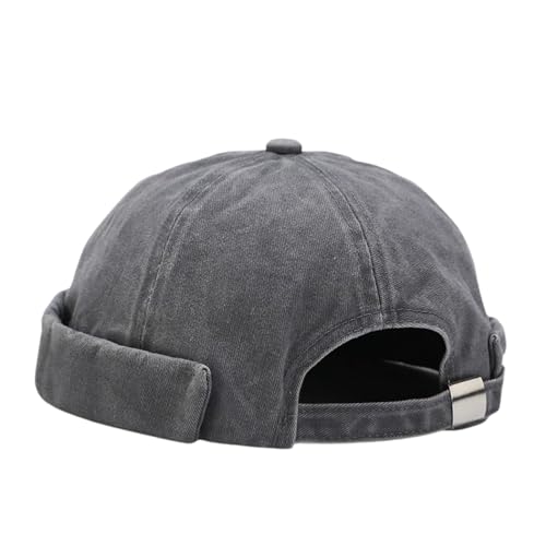 HIQIU Herren Docker-Cap Damen Docker Mütze Seemannsmütze Brimless Cap Hafenmütze Seemannskappe Randlos Gerollte Beanie (DE/NL/SE/PL, Alphanumerisch, Einheitsgröße, M, E# Grau) von HIQIU