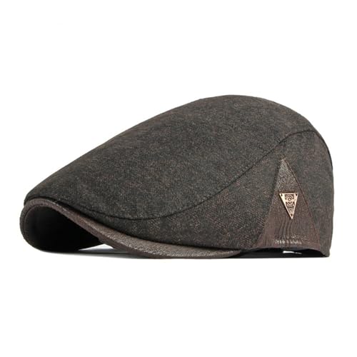 HIQIU Schiebermütze Herren Baskenmütze Barett Cap Herbst Winter, Schirmmütze Flat Cap Herren Driving Cabbie Hunter Hut Gatsby Newsboy Cap (DE/NL/SE/PL, Alphanumerisch, M, L, A2# Kaffee) von HIQIU