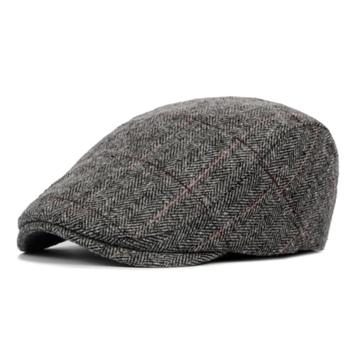 HIQIU Schiebermütze Herren Baskenmütze Barett Cap Herbst Winter, Schirmmütze Flat Cap Herren Driving Cabbie Hunter Hut Gatsby Newsboy Cap (DE/NL/SE/PL, Alphanumerisch, M, L, A3# Grau) von HIQIU