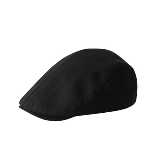HIQIU Schiebermütze Herren Baumwolle Schirmmützen Barett Cap,Herren Schiebekappe Flatcap Freizeit Newsboy Cap Verstellbare 55-59cm (DE/NL/SE/PL, Alphanumerisch, Einheitsgröße, Schwarz) von HIQIU