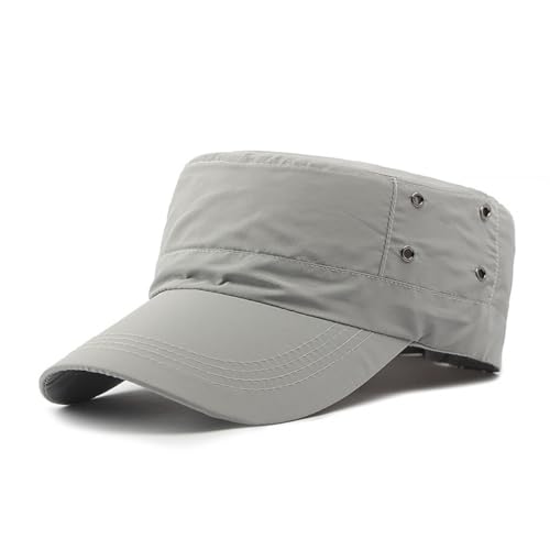 HIQIU Militär Cap Herren Army Cap Summer Schnelltrocknend Atmungsaktive Militärmütze Herren Verstellbare Sport Armee Kadett Kappe (DE/NL/SE/PL, Alphanumerisch, M, L, Hellgrau) von HIQIU