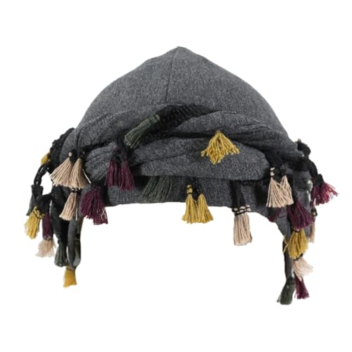 HIQIU Vintage Turban Herren Durag, Satin Gefüttert Stretch Kopf Halstuch, männer Twist Turban Durag Kopftuch Kopfwickel Hut (#B Dunkelgrau) von HIQIU