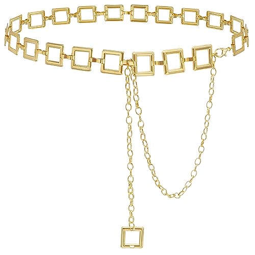HIQUACC Damen Kettengürtel Metall Taillengürtel Chunky Belly Link Belt, S: 41.3 in/105 cm, Legierung von HIQUACC