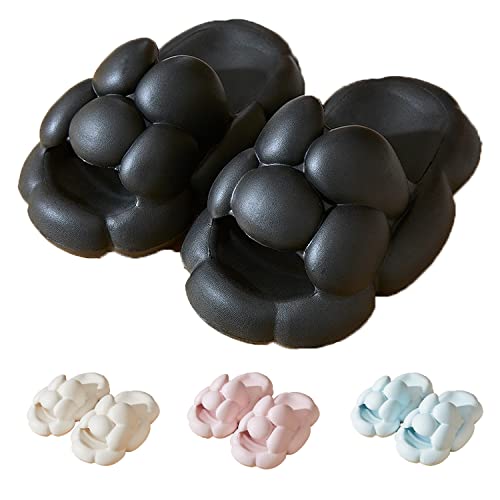 HIQUAY Cloud Bubble Hausschuhe für Damen und Herren, rutschfeste schnell trocknende Bad-Sandalen, gepolsterte dicke Sohle, Wolken-Slides für drinnen und draußen, Schwarz, 8.5-9 Women/7-8 Men HIQUAY Cloud Bubble Hausschuhe für Damen und Herren, rutschfeste schnell trocknende Bad-Sandalen, gepolsterte dicke Sohle, Wolken-Slides für drinnen und draußen, Schwarz, 8.5-9 Women/7-8 Men von HIQUAY