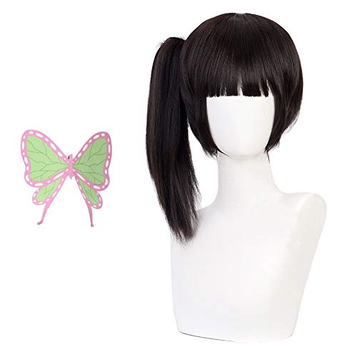 HIROAKIYA Kanao Tsuyuri Wig, Demon Slayer Kimetsu no Yaiba Kanao Tsuyuri Cosplay Wig Clip Ponytail with Butterfly Hair Clip Wig Cap von HIROAKIYA