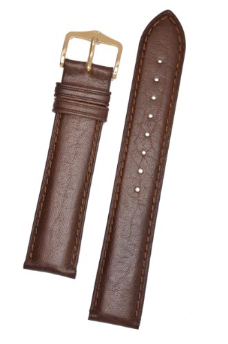 Hirsch Camelgrain L, No Allergy, Kalbsleder, 15 braun, 18 mm, Goldschließe von HIRSCH Classic