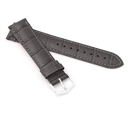 HIRSCH Unisex Uhrenarmband Alligator Style Modell Duke Größe Uhr 20 mm/Schließe 18 mm, Farbe Grau HIRSCH Unisex Uhrenarmband Alligator Style Modell Duke Größe Uhr 20 mm/Schließe 18 mm, Farbe Grau von HIRSCH Classic