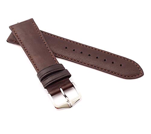 HIRSCH Unisex Uhrenarmband Schafsleder Modell Merino Größe Uhr 18 mm/Schließe 16 mm, Farbe Braun von HIRSCH Classic