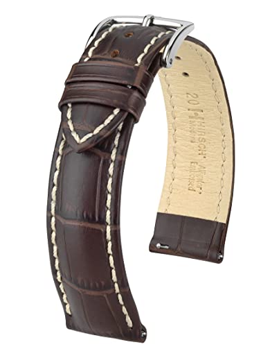 HIRSCH Unisex Uhrenarmband Alligator Style Modell Modena 24 mm Braun von Hirsch