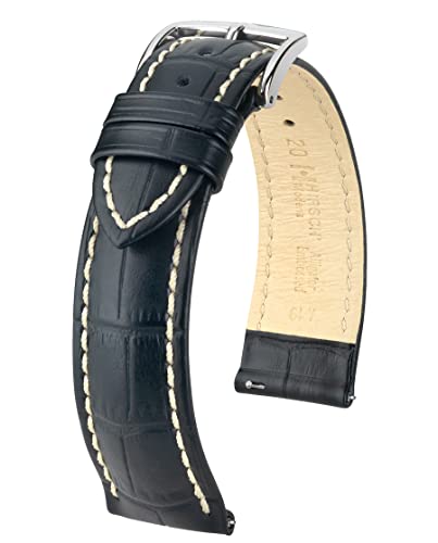 HIRSCH Unisex Uhrenarmband Alligator Style Modell Modena 24 mm Schwarz von HIRSCH