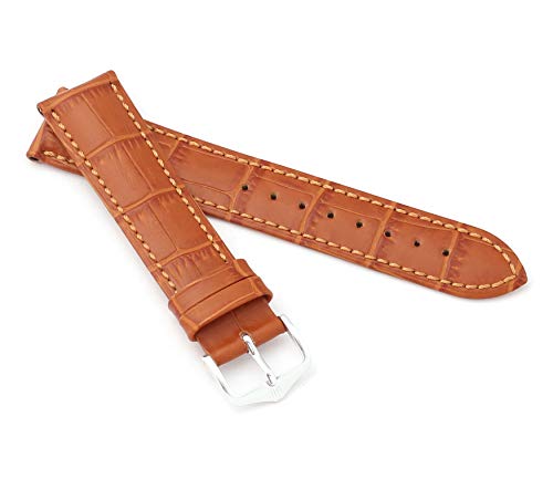 HIRSCH Unisex Uhrenarmband Alligator Style Modell Duke 22 mm Honig von HIRSCH H
