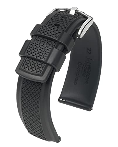 HIRSCH Herren Caoutchouc Uhrenarmband Modell Accent 20 mm Schwarz von HIRSCH