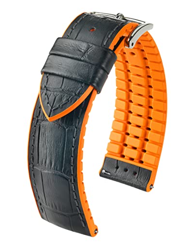 HIRSCH Herren Performance Uhrenarmband Modell Andy 18 mm Schwarz/orange von HIRSCH