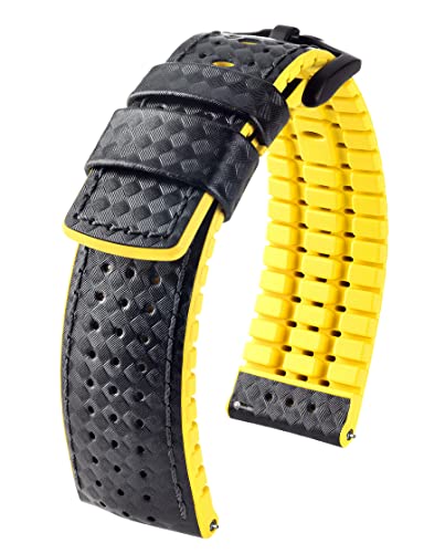 HIRSCH Herren Performance Uhrenarmband Modell Ayrton 20 mm Schwarz/gelb von HIRSCH