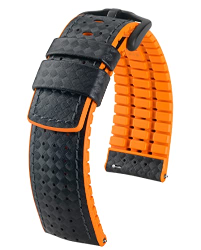 HIRSCH Herren Performance Uhrenarmband Modell Ayrton 20 mm Schwarz/orange von HIRSCH