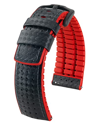 HIRSCH Herren Performance Uhrenarmband Modell Ayrton 20 mm Schwarz/rot von HIRSCH