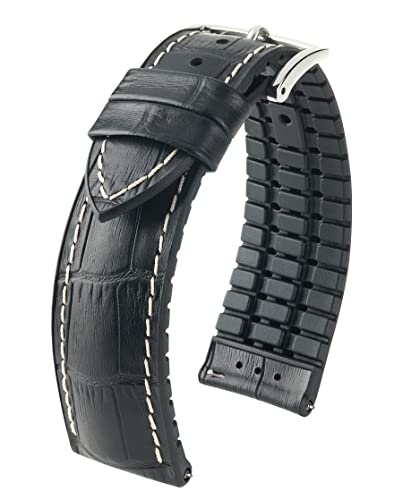 HIRSCH Herren Performance Uhrenarmband Modell George 20 mm Schwarz/weiß von HIRSCH