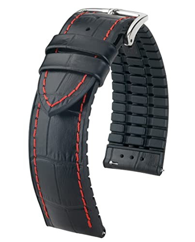 HIRSCH Herren Performance Uhrenarmband Modell George 22 mm Schwarz/rot von HIRSCH