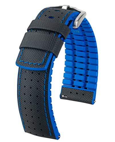 HIRSCH Herren Performance Uhrenarmband Modell Robby 24 mm Schwarz/blau von HIRSCH H