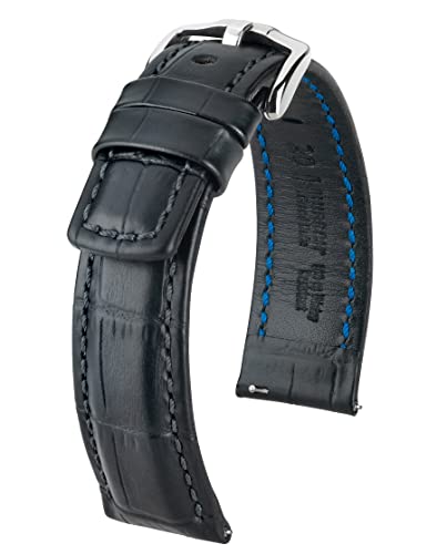 HIRSCH Herren Uhrenarmband Alligator Style Modell Grand Duke 20 mm Schwarz/schwarz von HIRSCH H