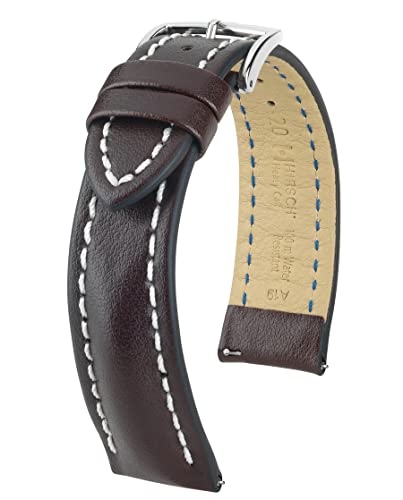 HIRSCH Herren Uhrenarmband Kalbsleder Modell Heavy Calf Größe Uhr 22 mm/Schließe 20 mm, Farbe Braun von HIRSCH