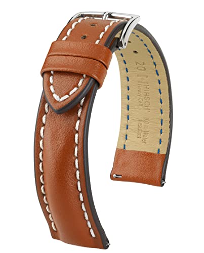 HIRSCH Herren Uhrenarmband Kalbsleder Modell Heavy Calf 22 mm Goldbraun von HIRSCH