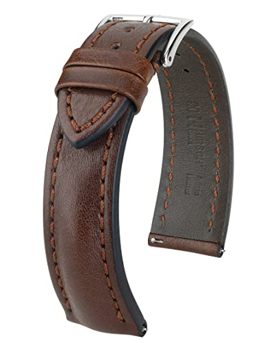 HIRSCH Herren Uhrenarmband Rindsleder Modell Lucca Größe Uhr 20 mm/Schließe 18 mm, Farbe Braun von HIRSCH