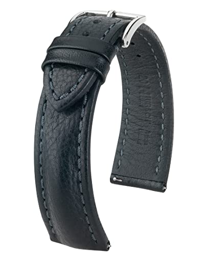 HIRSCH Herren Uhrenarmband Rindsleder Modell Lucca Größe Uhr 22 mm/Schließe 20 mm, Farbe Schwarz von HIRSCH H
