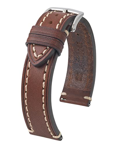 HIRSCH Herren Uhrenarmband Sattelleder Modell Liberty 20 mm Braun von HIRSCH