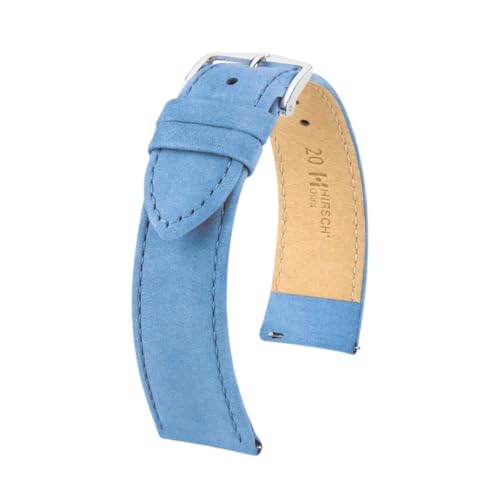 HIRSCH Osiris Nubuk Uhrenarmband Kalbsleder 20 mm hellblau 03433183-2-20 von HIRSCH