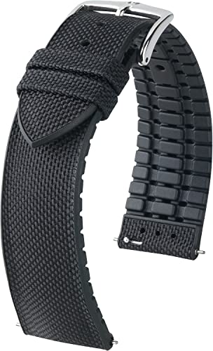 HIRSCH Uhren-Armband Arne L - nachhaltiges Uhr-Band aus recyceltem PET mit sportlichem Kautschuk-Kern - Schwarz - 18 mm von HIRSCH