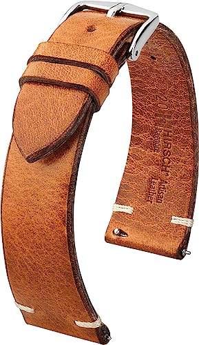 HIRSCH Uhren-Armband Bagnore L - Uhr-Band aus naturbelassenem Rinds-Leder im Vintage Retro-Look - Goldbraun - 22 von HIRSCH