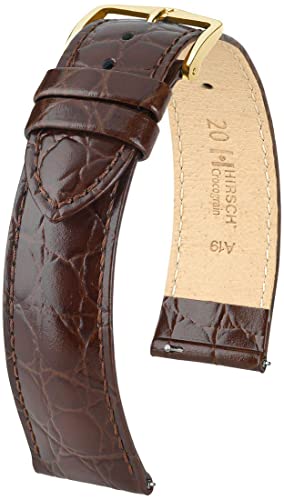 HIRSCH Uhren-Armband Crocograin M - Uhr-Band aus glänzendem Kalbs-Leder mit Krokodil-Prägung - Braun - 20 mm HIRSCH Uhren-Armband Crocograin M - Uhr-Band aus glänzendem Kalbs-Leder mit Krokodil-Prägung - Braun - 20 mm von HIRSCH