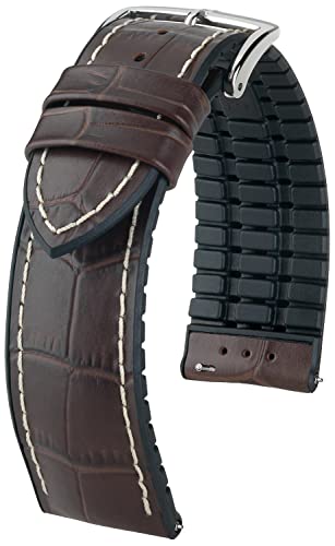 HIRSCH Uhren-Band George L - modisches Premium-Lederband für Deine Armbanduhr - Braun - 20 mm von HIRSCH