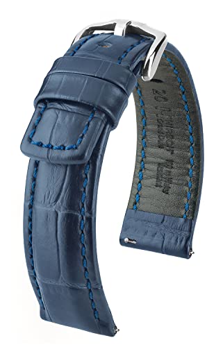 HIRSCH Uhren-Band Grand Duke L - modisches Premium-Lederband für Deine Armbanduhr - Blau - 20 mm von HIRSCH