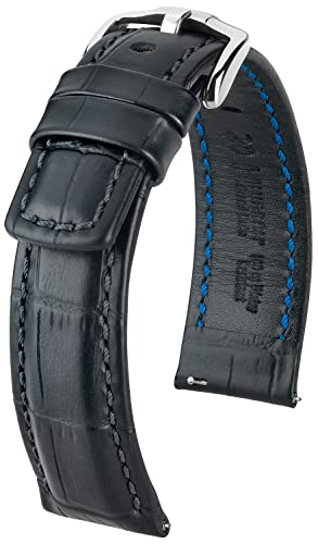 HIRSCH Uhren-Band Grand Duke L - modisches Premium-Lederband für Deine Armbanduhr - Schwarz - 20 mm von HIRSCH