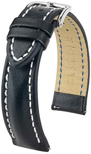 HIRSCH Uhren-Band Heavy Calf L - modisches Premium-Lederband für Deine Armbanduhr - Schwarz - 20 mm von HIRSCH