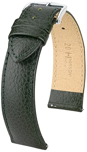 Hirsch Kansas Uhrenarmband - Uhrband aus super robustem Leder für Damen- & Herren-Uhren - mit Werkzeug - Grün - 20 mm von HIRSCH H